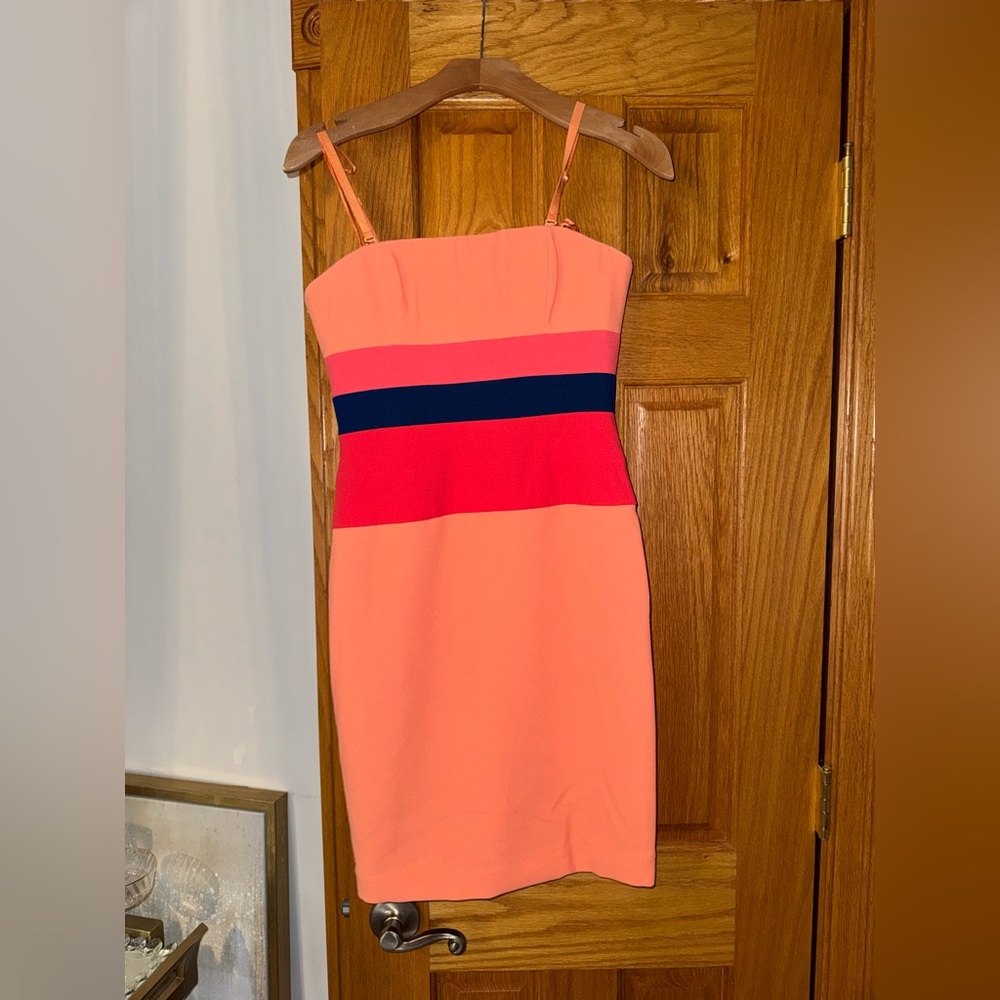 BCBGMaxAzria Strappy Colorblock Mini Dress in Orange and Red